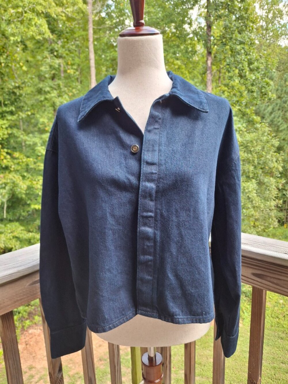 Favorite Daughter The Brady Crop Denim Shirt Stout Small